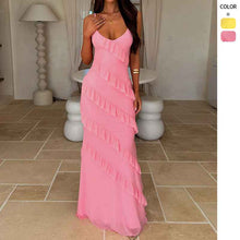 Backless Spaghetti-strap V-neck Dress With Side Slits