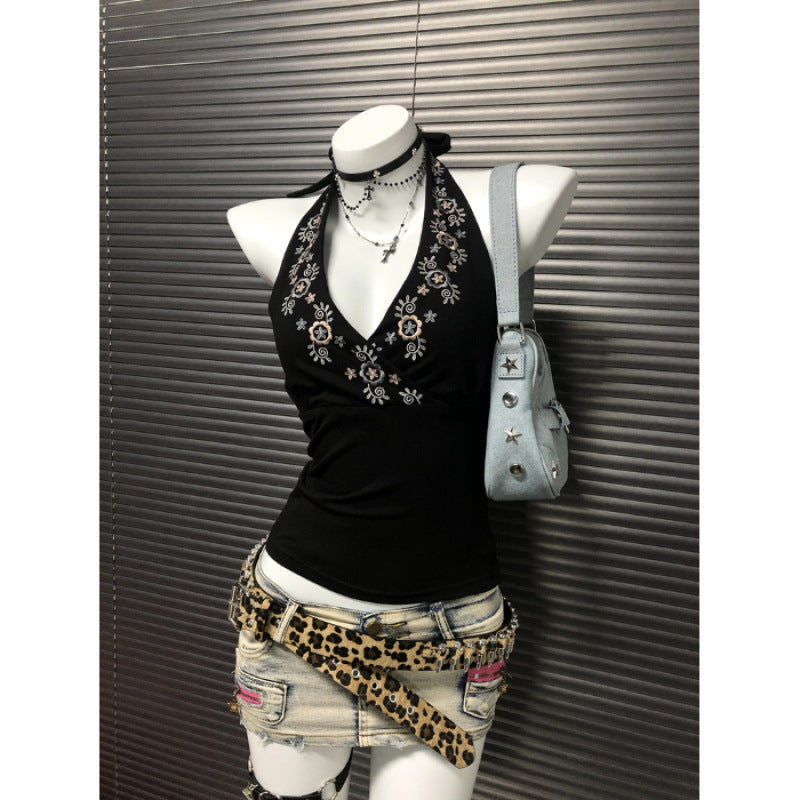 Niche Black V-Neck Embroidered Halter Backless Sophisticated Vintage Top by Mirlaine Univers Niche Black V-Neck Embroidered Halter Backless Sophisticated Vintage Top Mirlaine Univers niche-black-v-neck-embroidered-halter-backless-sophisticated-vintage-top 0 Niche Black V-Neck Embroidered Halter Backless Sophisticated Vintage Top Mirlaine Univers Niche Black V-Neck Embroidered Halter Backless Sophisticated Vintage Top