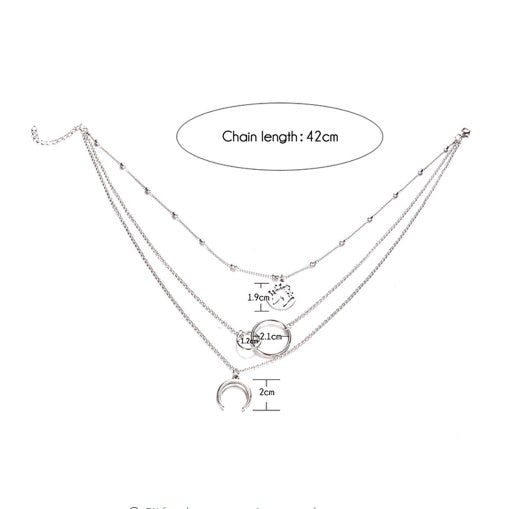 Fashionable Multilayer Boho Moon Map Necklace by Mirlaine Univers