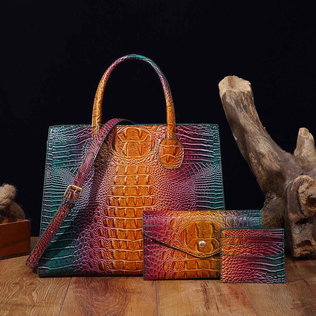 Womens Crossbody Tote Bag  With Vibrant Crocodile-Grain Design In The Brummie Style