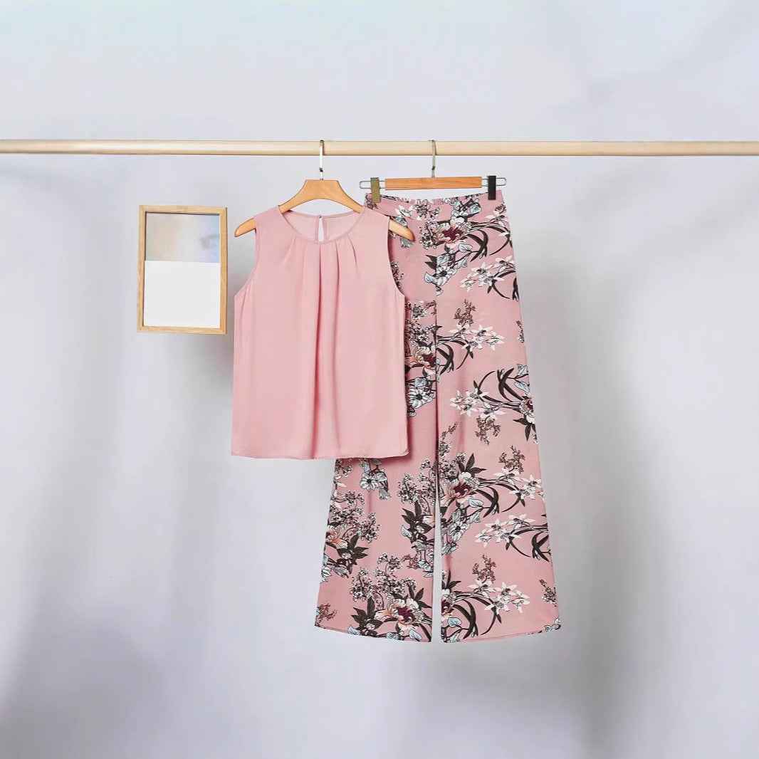 New Stylish Printed High Waisted Pants Set