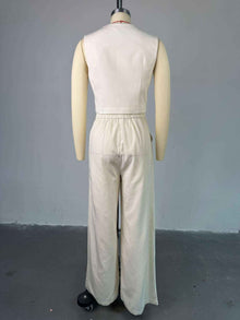 Simple And Elegant Vest Top High-Waist Wide-Leg Pants Casual Suit