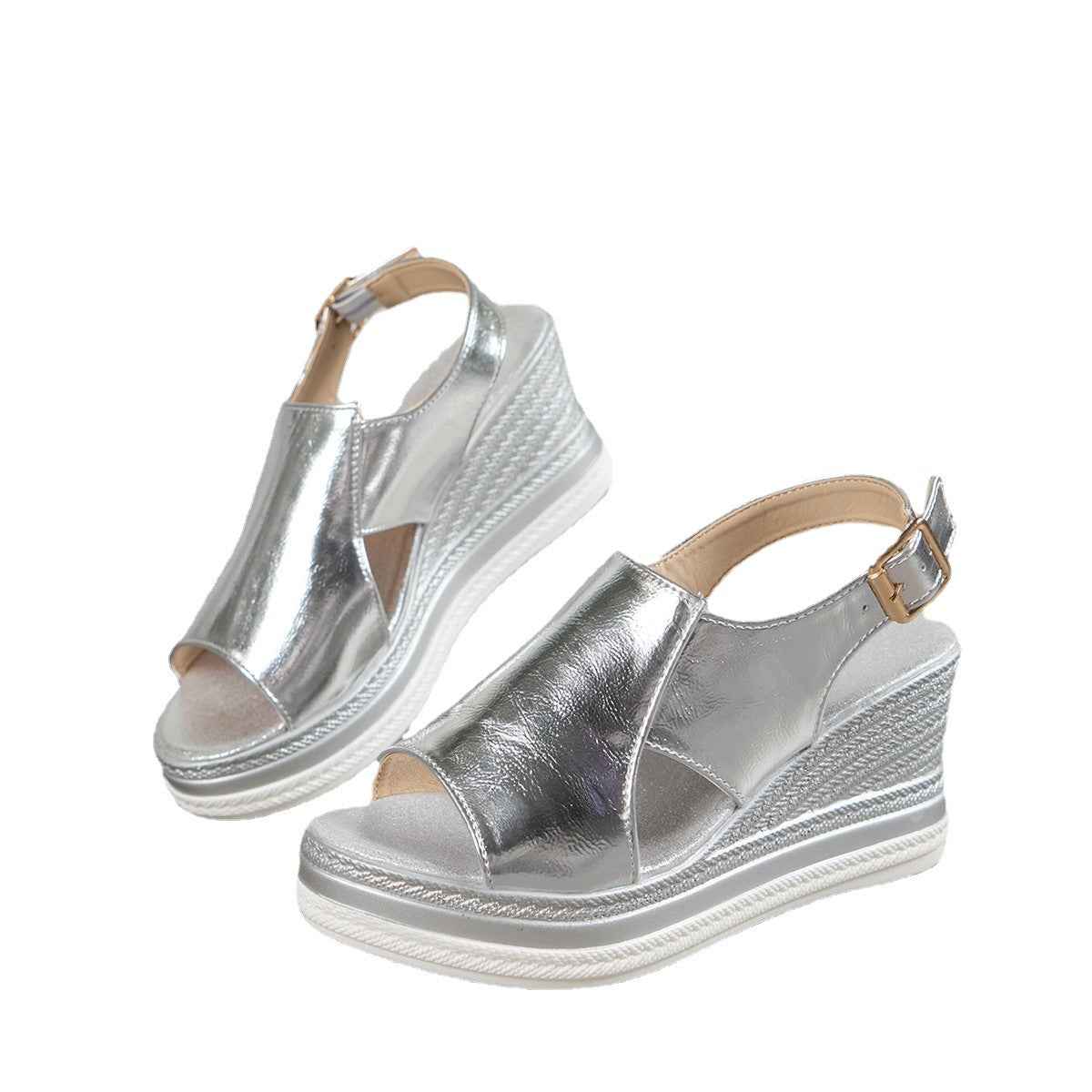 Flat Buckle Sponge Cake Thick Sole Beach Sandals For Women