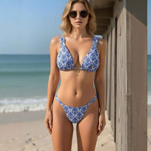 Fashionable Leopard-Print Lace-Up Womens Two-Piece Swimsuit