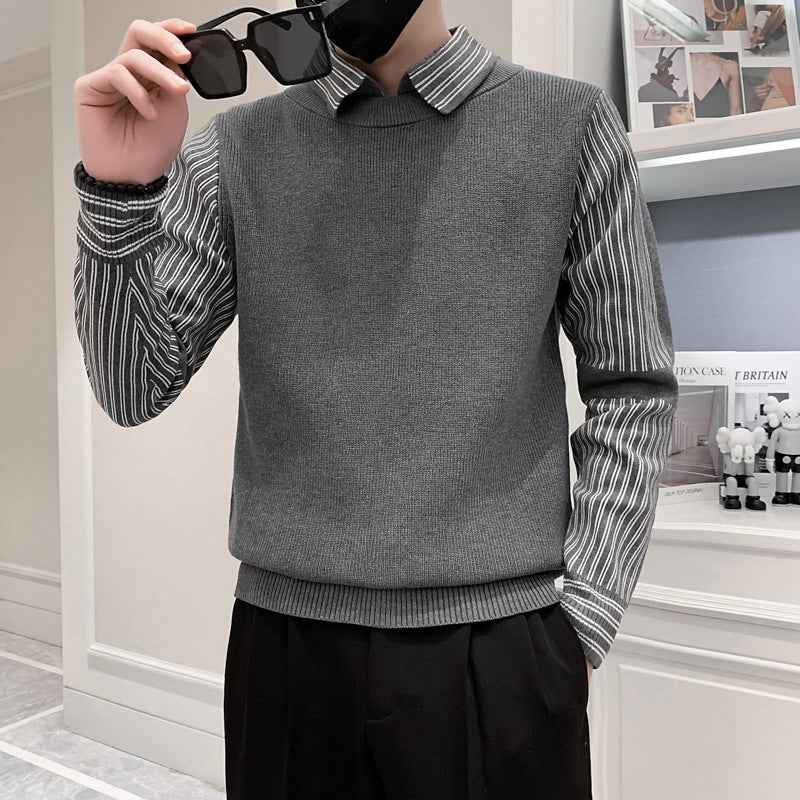 Fake Two Pieces Sweaters Men's Base Knitting