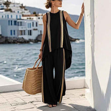 Women's Loose Fashionable Casual Sleeveless Striped Pants Set