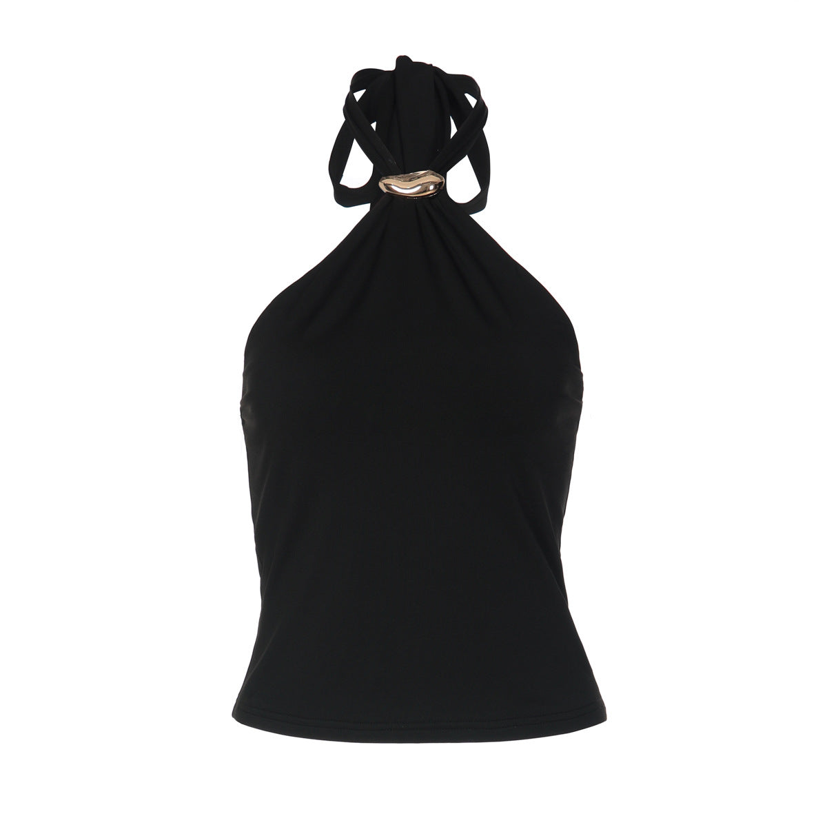 French Style Open Back Adjustable Buckle Strap Tube Top Vest