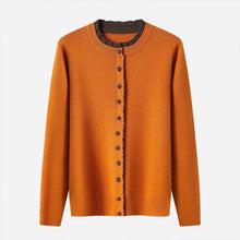 Ribbed Trim Contrast-Colored Crew-Neck Knit Sweater Womens Long Sleeve