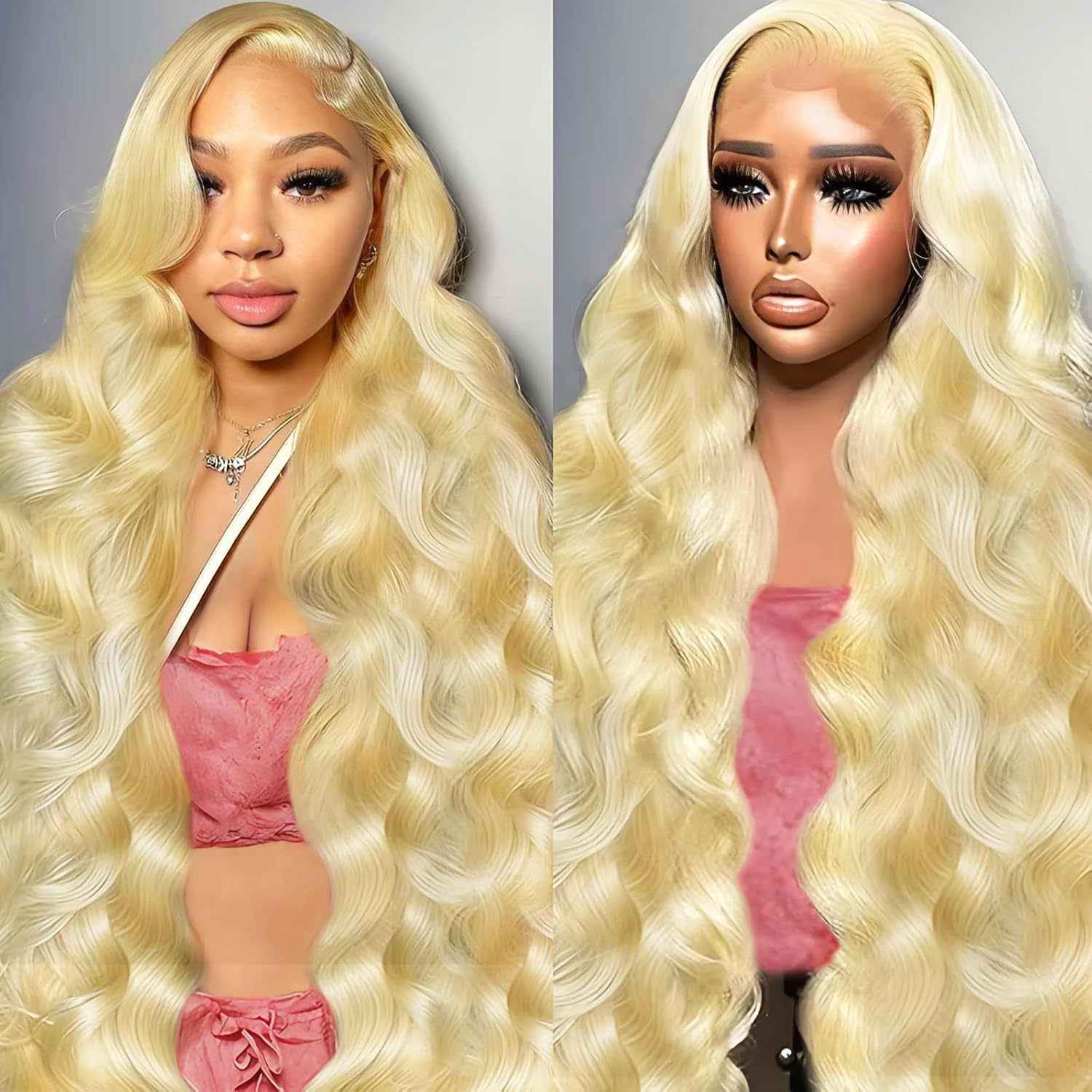 Hand-woven Front Lace Synthetic Wigs Golden Big Wave Long Curly Hair