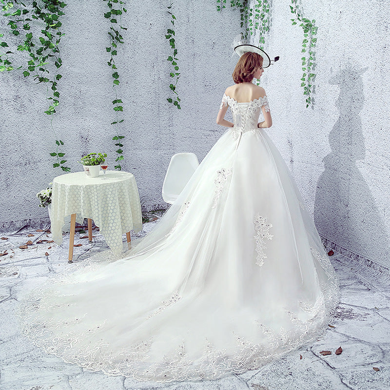 Wedding Dress Bride One-shoulder Trailing French Veil Hepburn Female by Mirlaine Univers
