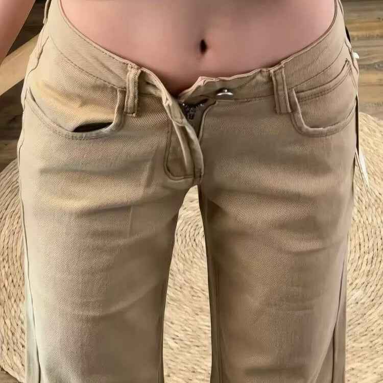 Women's Retro Low-Waist Slimming Drapey Straight-Leg Pants