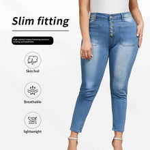 European And American Plus-Size Womens Tight Washed Denim Jeans
