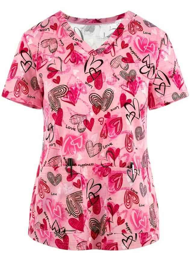Summer Casual New Women's V-neck Cloth For Nursing Workers Short Sleeve