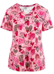 Summer Casual New Women's V-neck Cloth For Nursing Workers Short Sleeve