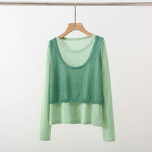 New Design Sense Stitching Fake Two-piece Knitted Sweaters Women
