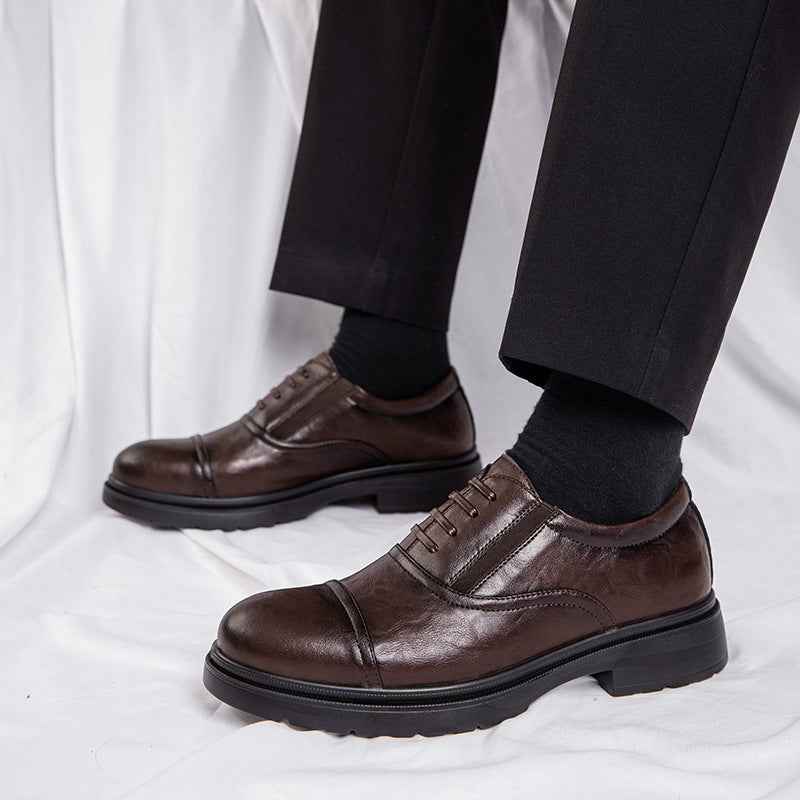 Genuine Leather Men's Leather Shoes Increased Casual Soft Bottom Super