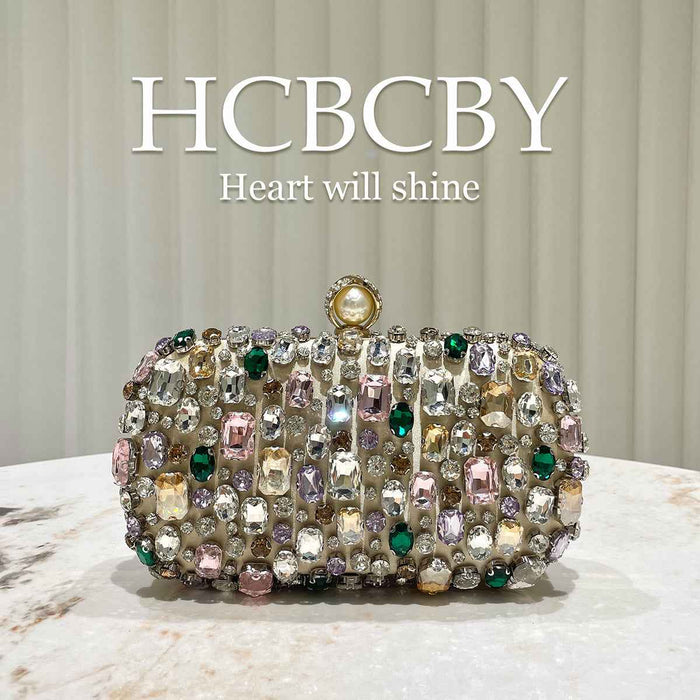 Womens Luxurious Gold-colored Clutch With Dazzling Rhinestone Accents