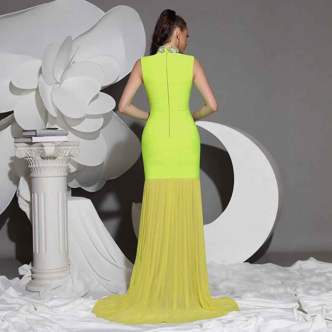 Women's Bandage Mesh-Panel Long Dress
