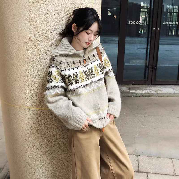 Retro Lazy-Style Knitted Cardigan Coat For Women