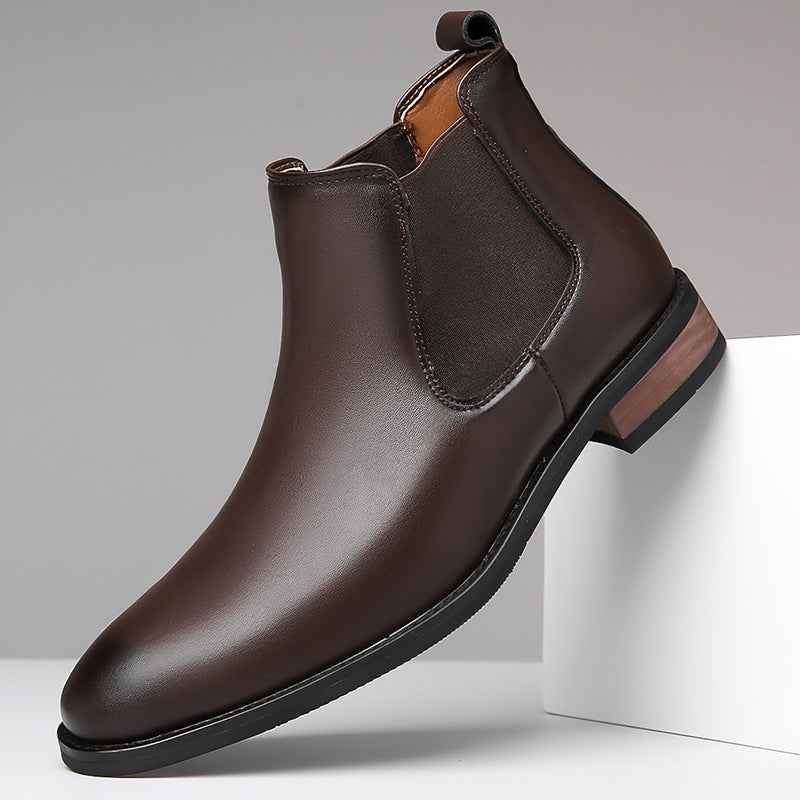 Chelsea Men's High-top Casual Business Wear Pointed Leather Boots