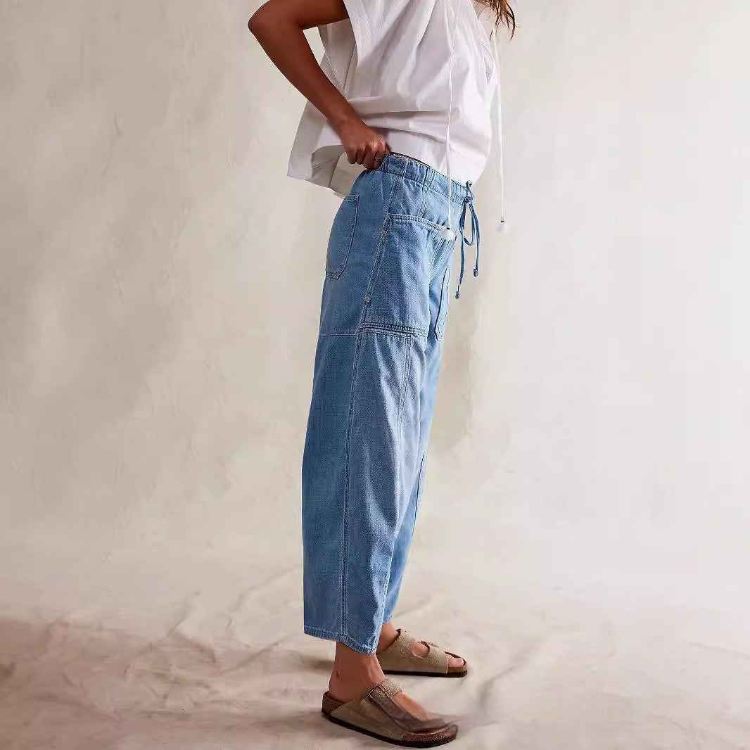 Casual Loose Low-Waist Barrel-Shape Womens Jeans