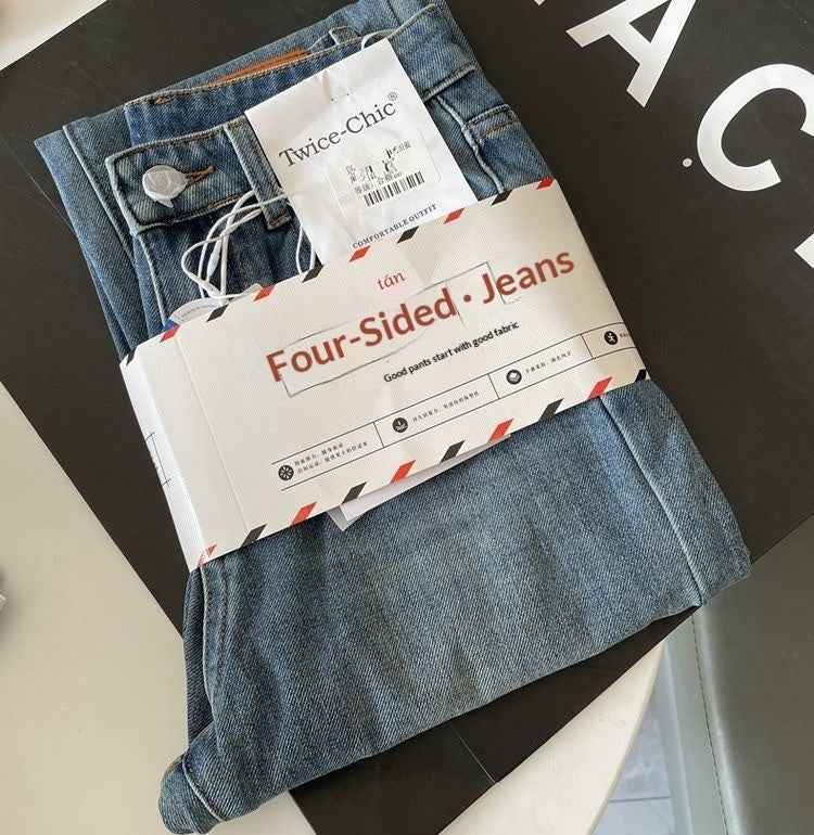Washed Narrow-fit Straight-leg Floor-length Wide-leg Jeans
