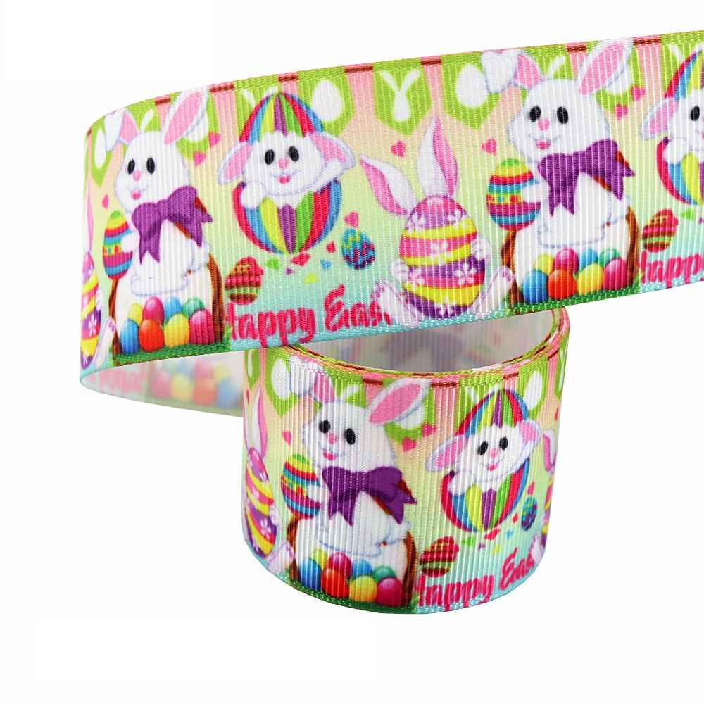 New Easter Printed Egg Ribbon Gift Packing Ribbon Rabbit Radish Scene