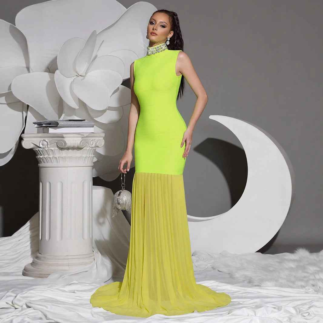 Women's Bandage Mesh-Panel Long Dress