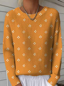 American-style Crewneck Long-sleeve Sweater For Women