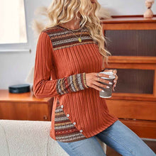 Women's Geometric Stripe Print Patchwork Top