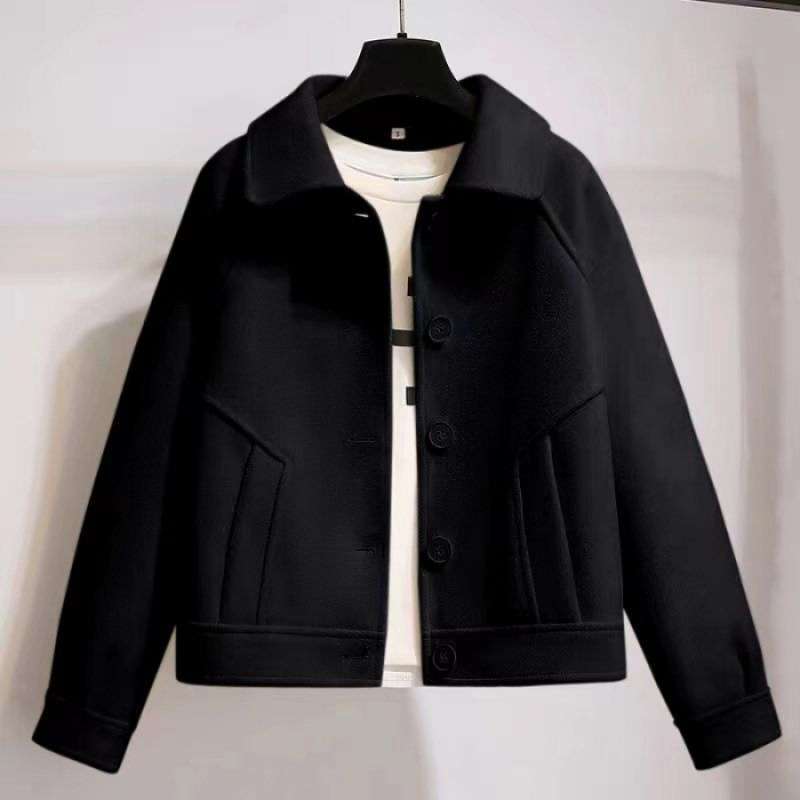 Women's Retro Fashion Short Loose Wool Coat by Mirlaine Univers