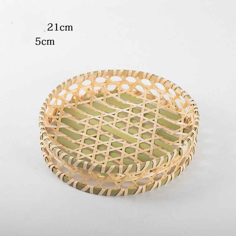 Hand-woven Mini Fruit Basket Grid Small Bamboo Basket Fruit Basket Small Basket