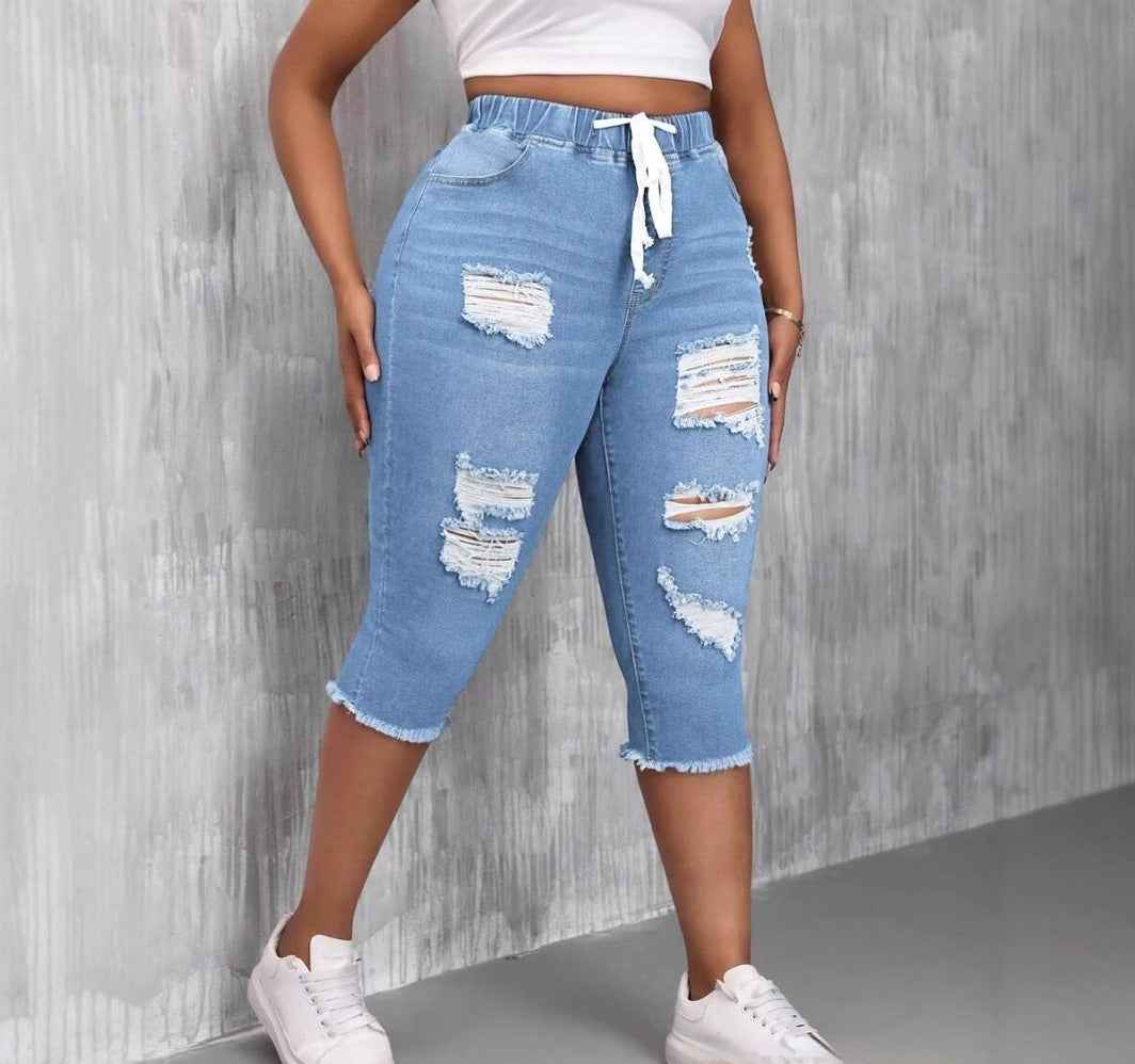 Womens Slimming Ripped Plus-Size Jeans