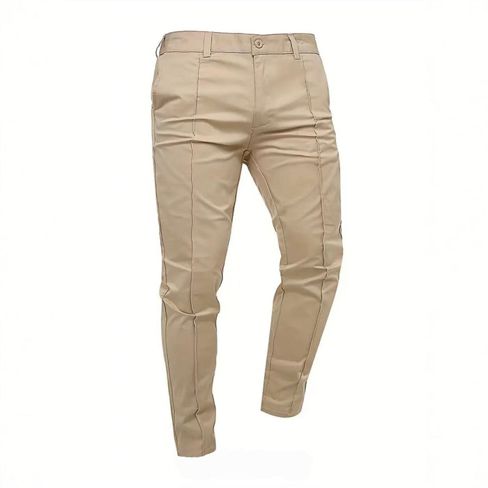 Pantalon décontracté coupe ajustée pour homme couleur unie