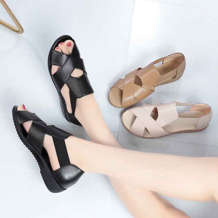 Sandales compensées à semelle souple et confortable pour femmes d'âge mûr