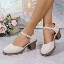 Fashion Round Head Chunky Heel Plus Size Buckle Sandals For Women