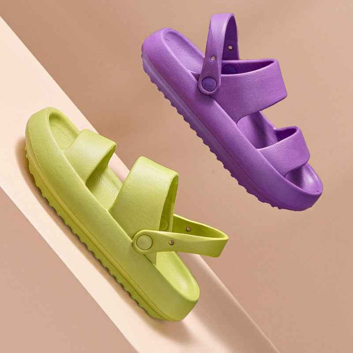 Sandales réglables pour femmes et hommes, chaussons à semelle épaisse de 3 cm pour l'extérieur