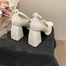 2026 Spring Sweet Bow & Pearl Mary Jane Heels For Women-Cute Platform Block Heel Pumps For Dressy Outings