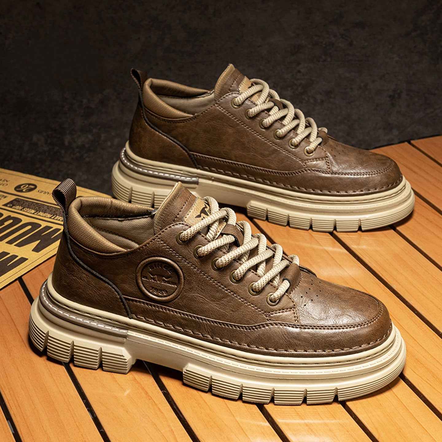 High-grade British Style Worker Boot Platform Casual Leather Shoes