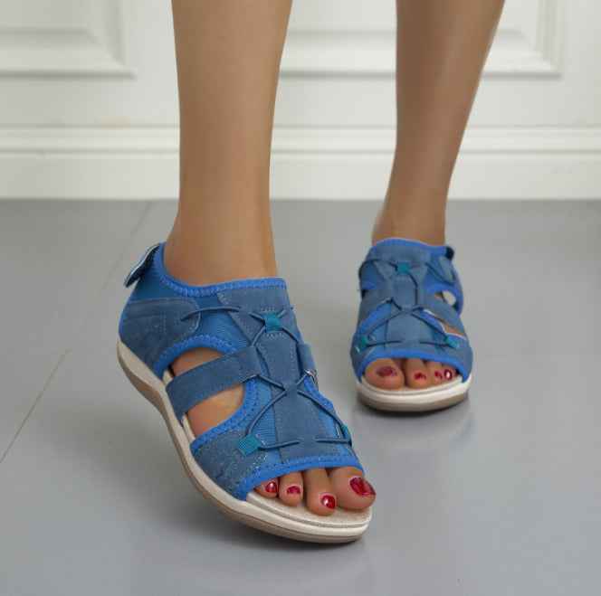 Beach Sandals Women Low-Top Round Toe Casual Sandals