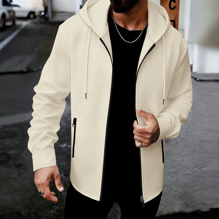 Mens Fashionable Casual Top With Hooded Jacket