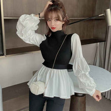 Fashionable temperament slim-fit fake two sweaters