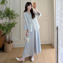Chinese-style Elegance Craftsmanship-Embossed Sun-Protective Shirt And Slip Dress Set