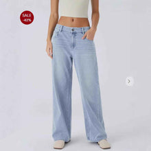 Women's Retro Washed Denim Wide-Leg Jeans With Multiple Textures
