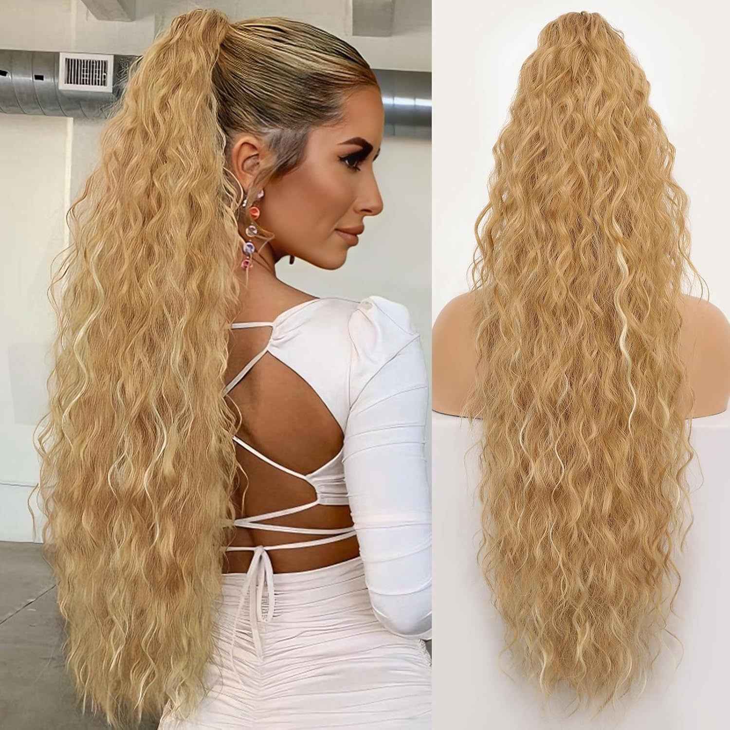 Grip Ponytail Fluffy Long Curly Hair Horse Tail Wig