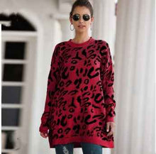 Loose leopard print sweaters with long sleeves