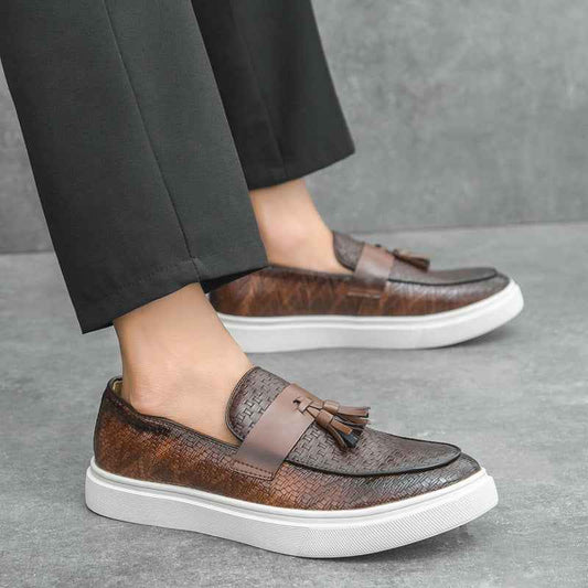 Casual Fashion Men's Plus Size Fringed Leather Shoes