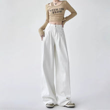 Women's White Wide-leg Straight Jeans by Mirlaine Univers