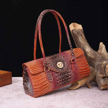 Womens Crocodile-Print Brahmin Shoulder Tote Bag