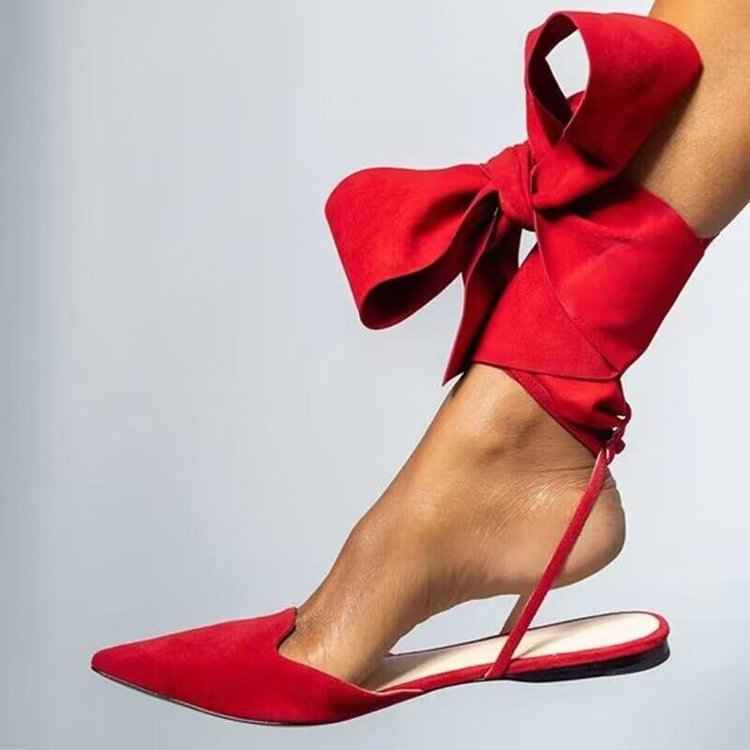 Suede Pointed-toe Outdoor Lace-up Sandals For Women